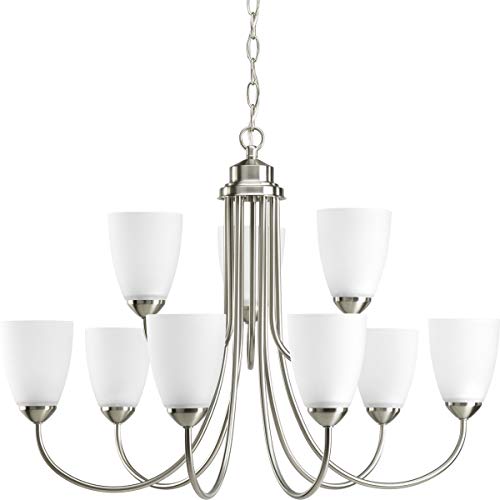 Progress P4627-09 Gather Collection Nine-Light Brushed Nickel Etched Glass Traditional Chandelier Light Alternate Image.jpg
