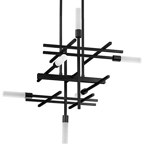 Progress P400264-031-30 Quadrant LED Collection Six-Light Matte Black Modern Style Chandelier Light Alternate Image.jpg