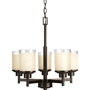 Progress P4459-20 Alexa Collection Five-Light Antique Bronze Etched Umber Linen With Clear Edge Glass Modern Chandelier Light Alternate Image.jpg