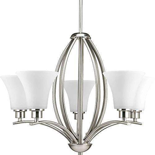 Progress P4490-09 Joy Collection Five-Light Brushed Nickel Etched White Inside Glass Traditional Chandelier Light Alternate Image.jpg