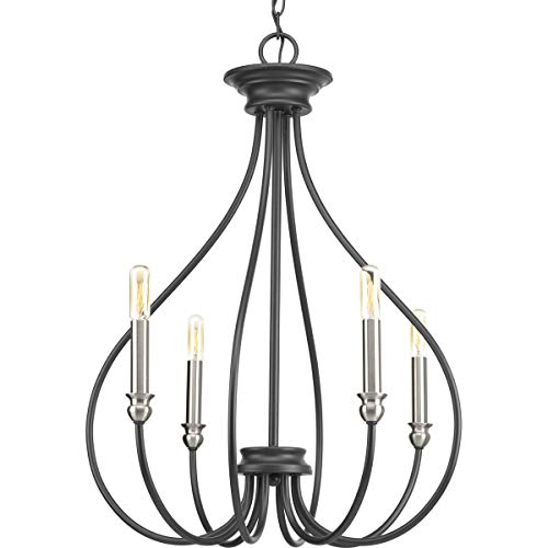 Progress P400029-143 Whisp Collection Four-Light Graphite Farmhouse Chandelier Light Alternate Image.jpg