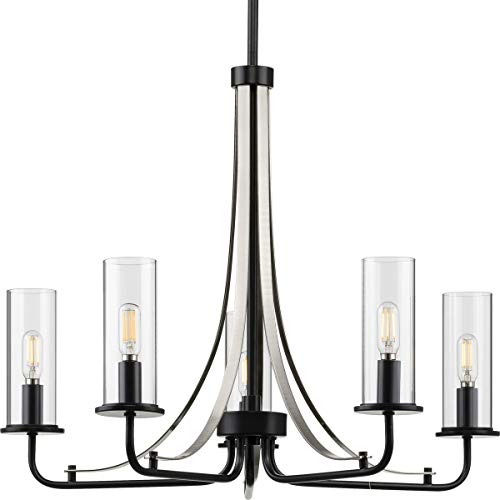Progress P400209-031 Riley Collection Five-Light Matte Black Clear Glass New Traditional Chandelier Light Alternate Image.jpg