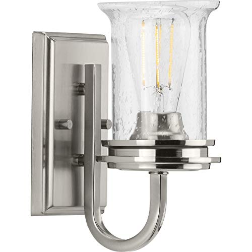 Progress P300272-009 Winslett Collection One-Light Brushed Nickel Clear Seeded Glass Coastal Bath Vanity Light Alternate Image.jpg