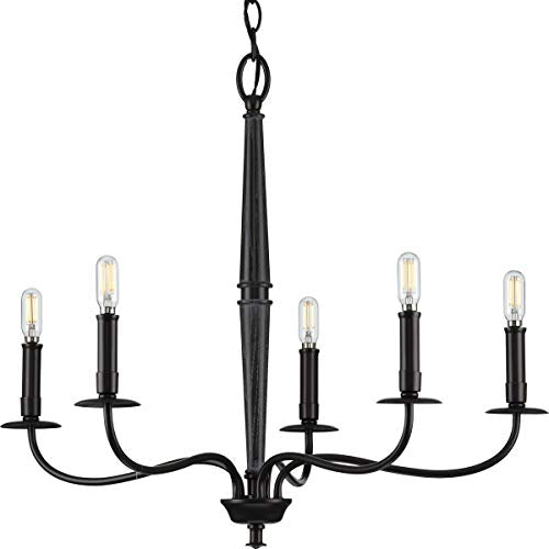 Progress P400199-031 Durrell Collection Five-Light Matte Black Coastal Chandelier Light Alternate Image.jpg