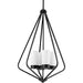 Progress P500305-031 Elevate Collection Four-Light Matte Black and Etched White Glass Modern Style Hanging Pendant Light Alternate Image.jpg