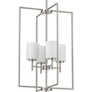 Progress P500206-009 Replay Collection Four-Light Brushed Nickel Etched White Glass Modern Pendant Light Alternate Image.jpg