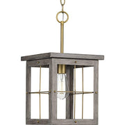 Progress P500317-175 Hedgerow Collection One-Light Distressed Brass and Aged Oak Farmhouse Style Hanging Mini-Pendant Light Alternate Image.jpg