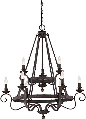 Quoizel NBE5009RK Noble Nine Light Chandelier, Rustic Black Alternate Image.jpg