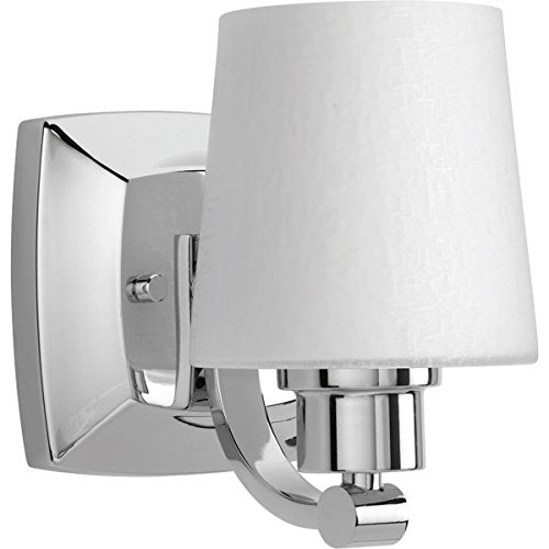 Progress P300016-015 Glance Collection One-Light Polished Chrome Etched White Linen Glass Farmhouse Bath Vanity Light Alternate Image.jpg