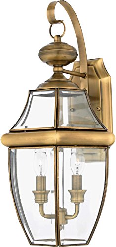 Quoizel NY8317A Newbury Two Light Outdoor Wall Lantern, Antique Brass Alternate Image.jpg