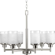 Progress P4758-09 Alexa Collection Six-Light Brushed Nickel Etched Linen With Clear Edge Glass Modern Chandelier Light Alternate Image.jpg