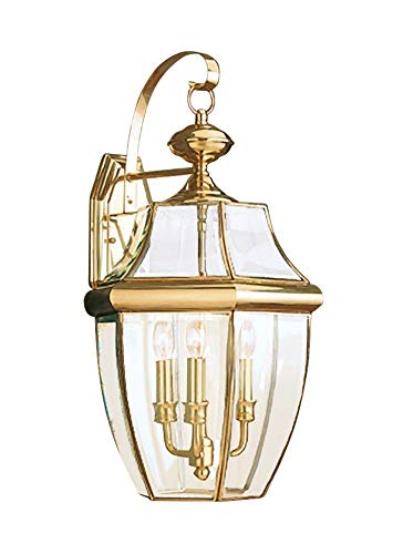 Generation Lighting 8040EN-02 Lancaster Three Light Outdoor Wall Lantern, Polished Brass Alternate Image.jpg