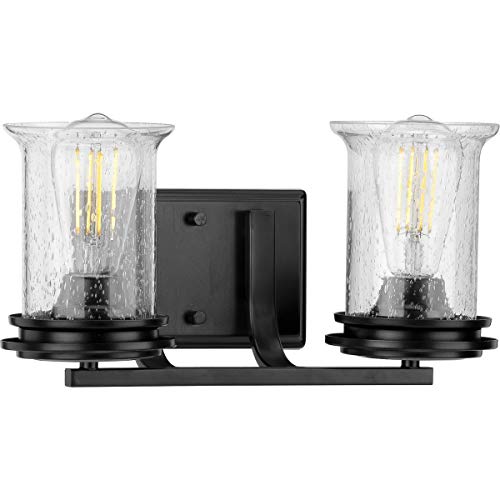 Progress P300273-031 Winslett Collection Two-Light Matte Black Clear Seeded Glass Coastal Bath Vanity Light Alternate Image.jpg