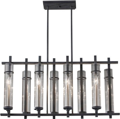 Generation Lighting F2630/8AF/BS Ethan Eight Light Chandelier, Antique Forged Iron / Brushed Steel Alternate Image.jpg