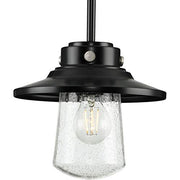Progress P550093-031 Tremont Collection One-Light Matte Black and Clear Seeded Glass Farmhouse Style Hanging Mini-Pendant Light Alternate Image.jpg