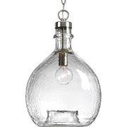 Progress P500064-009 Zin Collection One-Light Brushed Nickel Clear Textured Glass Global Pendant Light Alternate Image.jpg