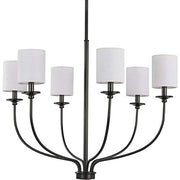Progress P400227-031 Bonita Collection Six-Light Matte Black White Linen Fabric Shade Luxe Chandelier Light Alternate Image.jpg