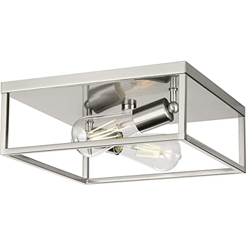 Progress P350200-009 Perimeter Collection Two-Light Brushed Nickel Modern Style Flush Mount Ceiling Light Alternate Image.jpg
