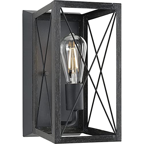 Progress P710012-031 Briarwood Collection One-Light Cerused Black Oak/Black Farmhouse Wall Sconce Light Alternate Image.jpg