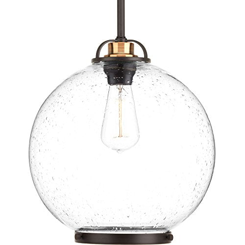 Progress P5311-20 Chronicle Collection One-Light Antique Bronze Clear Seeded Opal Etched Glass Coastal Pendant Light Alternate Image.jpg