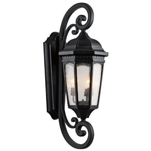 Kichler 9060BKT Courtyard Three Light Outdoor Wall Mount, Textured Black Alternate Image.jpg