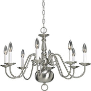 Progress P4357-09 Americana Collection Eight-Light Brushed Nickel White Candle Traditional Chandelier Light Alternate Image.jpg