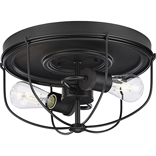 Progress P350195-143 Medal Collection Two-Light Graphite Industrial Style Flush Mount Ceiling Light Alternate Image.jpg