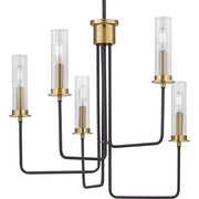 Progress P400167-143 Rainey Collection Five-Light Graphite Clear Fluted Ribbed Glass Modern Chandelier Light Alternate Image.jpg