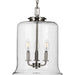 Progress P500239-009 Winslett Collection Three-Light Brushed Nickel Clear Seeded Glass Coastal Pendant Light Alternate Image.jpg