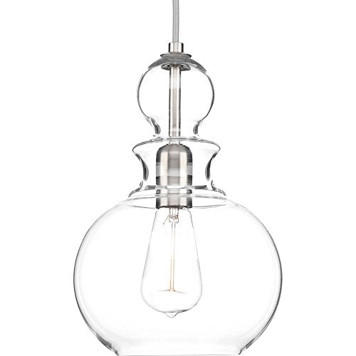 Progress P5334-09 Staunton Collection One-Light Brushed Nickel Clear Glass Global Pendant Light Alternate Image.jpg