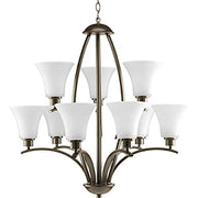 Progress P4492-20W Joy Collection Nine-Light Antique Bronze Etched White Glass Traditional Chandelier Light Alternate Image.jpg