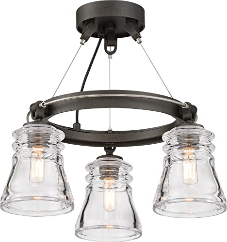 Minka-Lavery 2735-709 Graham Avenue Three Light Semi Flush Mount, Smoked Iron And Brushed Nickel Alternate Image.jpg
