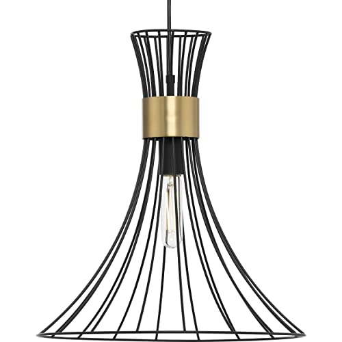 Progress P500365-31M Lorin Collection One-Light Mid-Century Modern Matte Black Metal Pendant Light Alternate Image.jpg