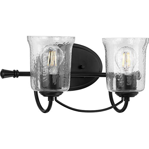 Progress P300254-031 Bowman Collection Two-Light Matte Black Clear Chiseled Glass Coastal Bath Vanity Light Alternate Image.jpg