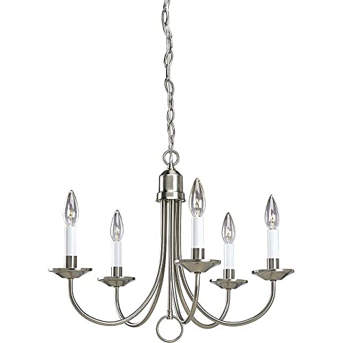Progress P4008-09 Five-Light Brushed Nickel White Candles Traditional Chandelier Light Alternate Image.jpg