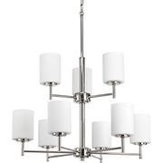 Progress P4726-104 Replay Collection Nine-Light Polished Nickel Etched Painted White Glass Modern Chandelier Light Alternate Image.jpg