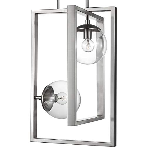 Progress P500284-009 Atwell Collection Two-Light Brushed Nickel Clear Glass Luxe Pendant Light Alternate Image.jpg