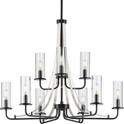 Progress P400210-031 Riley Collection Nine-Light Matte Black Clear Glass New Traditional Chandelier Light Alternate Image.jpg
