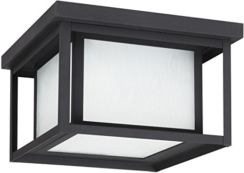 Generation Lighting 79039EN3-12 Hunnington Two Light Outdoor Flush Mount, Black Alternate Image.jpg