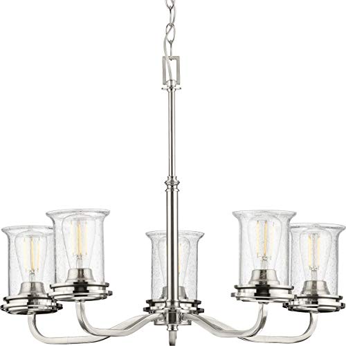 Progress P400206-009 Winslett Collection Five-Light Brushed Nickel Clear Seeded Glass Coastal Chandelier Light Alternate Image.jpg