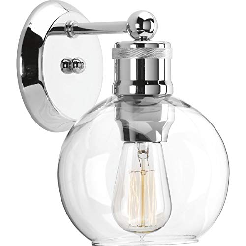 Progress P300049-104 Hansford Collection One-Light Polished Nickel Clear Glass Coastal Bath Vanity Light Alternate Image.jpg