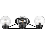Progress P300114-031 Spatial Collection Three-Light Matte Black Clear Glass Global Bath Vanity Light Alternate Image.jpg