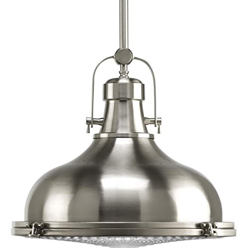 Progress P5197-09 Fresnel Lens Collection One-Light Brushed Nickel Fresnel Glass Coastal Pendant Light Alternate Image.jpg