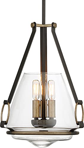 Minka-Lavery 3903-107 Eden Valley Three Light Pendant/Semi Flush Mount, Smoked Iron W/Aged Gold Alternate Image 2.jpg