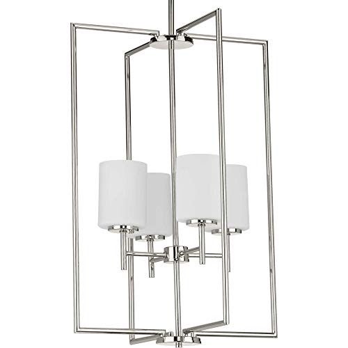 Progress P500206-104 Replay Collection Four-Light Polished Nickel Etched White Glass Modern Pendant Light Alternate Image.jpg