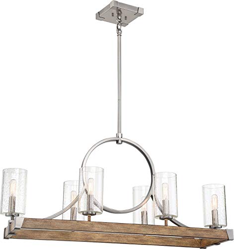 Minka-Lavery 4016-280 Country Estates Six Light Island Pendant, Sun Faded Wood w/ Brushed Nickel Alternate Image.jpg