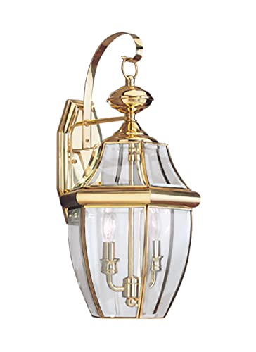 Generation Lighting 8039EN-02 Lancaster Two Light Outdoor Wall Lantern, Polished Brass Alternate Image.jpg