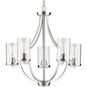 Progress P400197-009 Lassiter Collection Five-Light Brushed Nickel Clear Glass Modern Chandelier Light Alternate Image.jpg