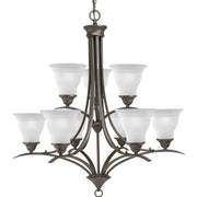 Progress P4329-20 Trinity Collection Nine-Light Antique Bronze Etched Glass Traditional Chandelier Light Alternate Image.jpg
