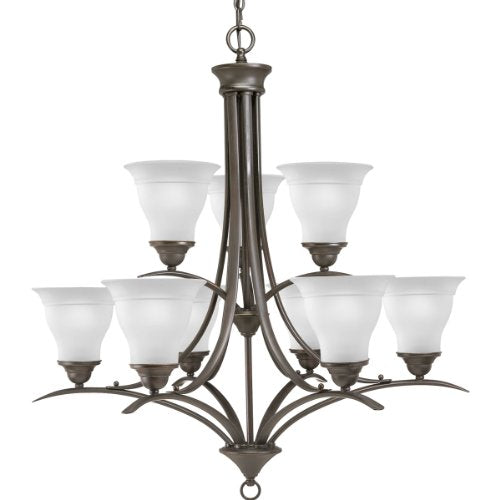 Progress P4329-20 Trinity Collection Nine-Light Antique Bronze Etched Glass Traditional Chandelier Light Alternate Image.jpg